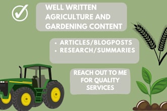 do the best SEO article writing on agriculture and gardening