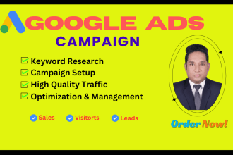 setup google adwords search, PPC and display ads campaign to grow your business