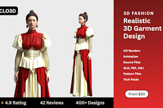 create realistic 3d garment design with animation in clo3d