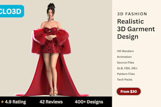 create realistic 3d garment design with animation in clo3d