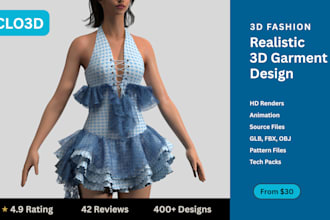 create realistic 3d garment design with animation in clo3d