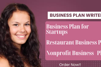 write detailed business plan for startups, restaurant business plan, non profits