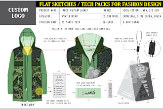 create tech packs and technical flats for fashion clothing