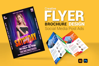 do creative and modern flyer, brochure for your business and events in 24hrs