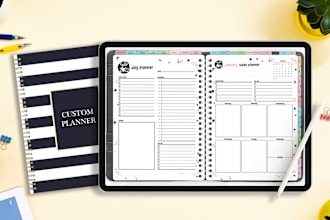 create custom digital planner, printable planner, journal, tracker, calendar
