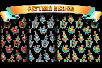 create a custom pattern design with traditional tattoo style