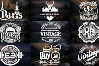 design rustic, vintage, badge, shield, circle, seal, stamp, hipster emblem logo