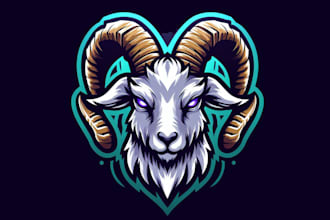 make an amazing goat head esport mascot logo for you  in one day