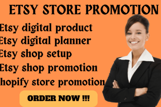 setup etsy promotion ebay shop design shopify marketing, amazon, redbubble store
