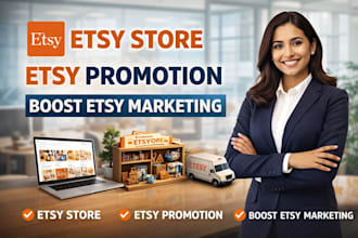 setup etsy promotion ebay shop design shopify marketing, amazon, redbubble store