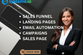 create systeme io sales funnel and systeme io landing pages