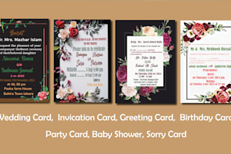 do wedding card, invitation card or any event card design