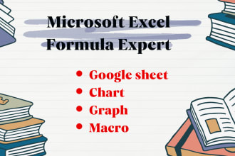 do microsoft excel formula, google sheet chart graph, vba, macro and dashboard