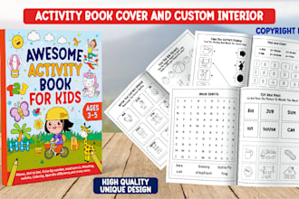 design custom kids activity book, coloring book and tracing workbook for kdp