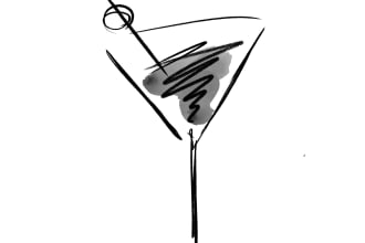 abstract illustrations of drinks and cocktails
