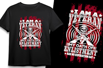 do custom USA veteran  t shirt and typography t shirt design