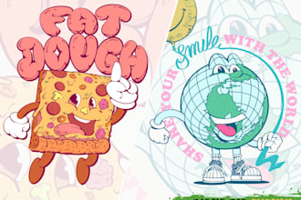 create vintage cartoon, mascot logo, or tshirt design