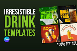 design drink and restaurant social media canva templates