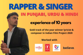 be punjabi, hindi or urdu rapper, singer or feature of your song