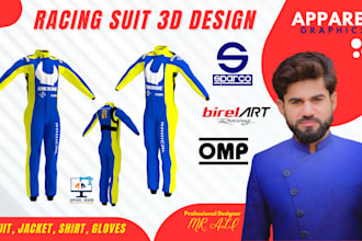3d design go kart racing suits, jackets, shoes and gloves