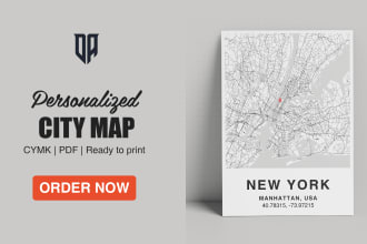 do custom city map, any town, any city, personalized map, custom map print