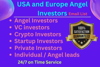 do angel investors, venture capital, and email lists from the USA and europe