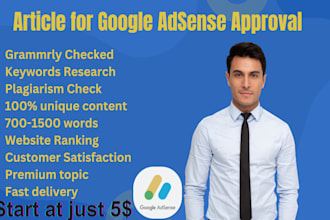 write 35 articles for google adsense approval