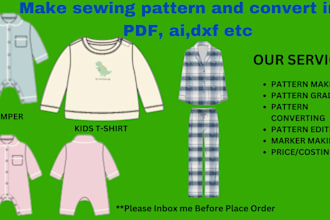 do all kind of clothing sewing pattern and cad grading dxf