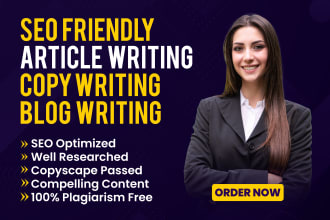 do SEO article writing, blog post writing, copywriting as website content writer