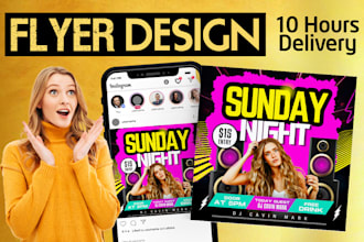 make modern event, party flyer design in 10 hours