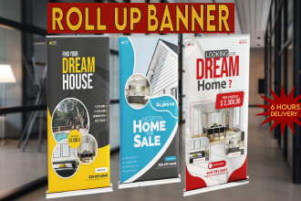 design print ready roll up banner and retractable in 6 hours