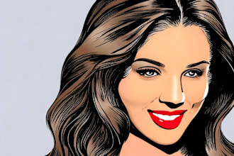 create black and white line art, vector face portrait