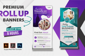 do outstanding roll up banner and retractable banner design in 24 hours