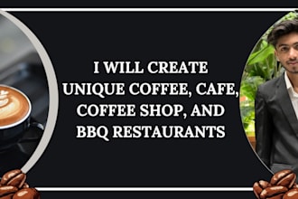 create unique coffee, cafe, coffee shop, and BBQ restaurants