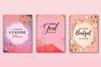 do planner cover, journal cover, KDP book cover and page design