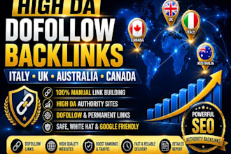 do high authority da DR SEO dofollow backlinks italy UK australia canada