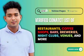 provide restaurants, coffee shops, bars, breweries, night clubs, venues leads