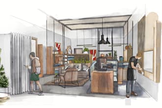 draw architecture and interior design sketching on procreate