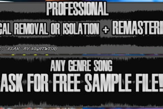 make audio editing fix of a song, remove vocals, remaster