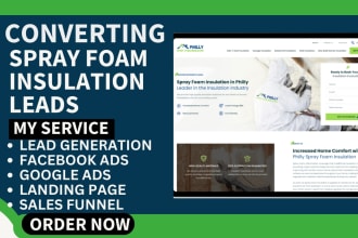 generate hot insulation spray leads spray foam blown in landing page funnel