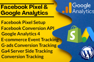 fix or setup google analytics 4, facebook pixel conversion, ga4 and server side