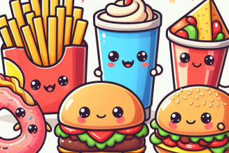 make food and drink kawaii cute logo