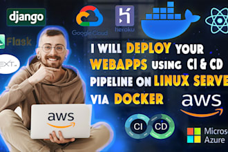 deploy your web apps django, flask, reactjs, nextjs, using  aws, docker