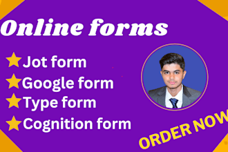 create responsive google form, type form, survey form and jot form