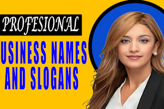 brainstorm a creative business name, brand name, company name and slogans