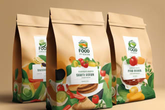 design professional food packaging, stand up pouch, box packaging and food label