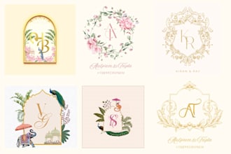 design royal and traditional indian wedding logo
