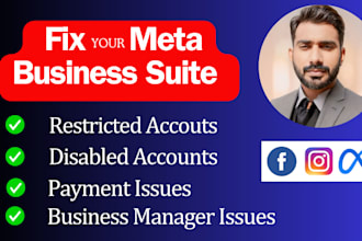 be meta business suite expert and fix restricted ad accounts