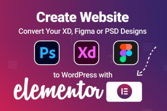 convert figma, xd, psd  to wordpress elementor