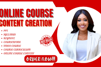 online course content, syllabus, ppt, coursework, keynote, video course creation